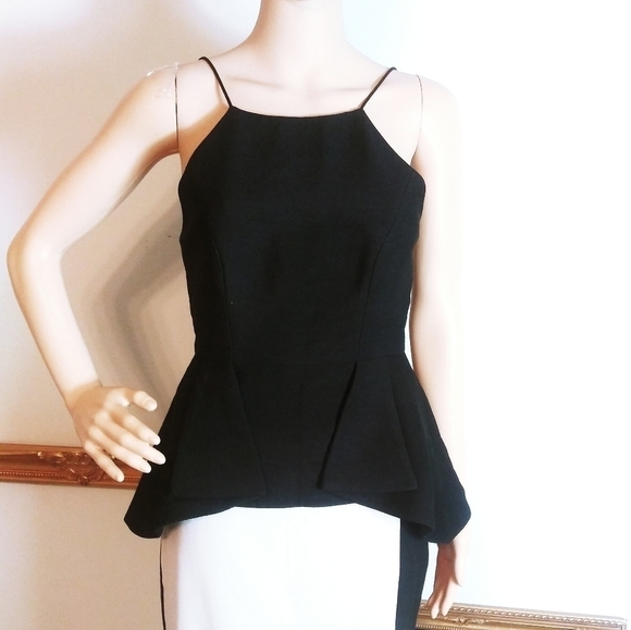 C/Meo Collective peplum‎ top black spaghetti straps classic dress up or down - Picture 2 of 8